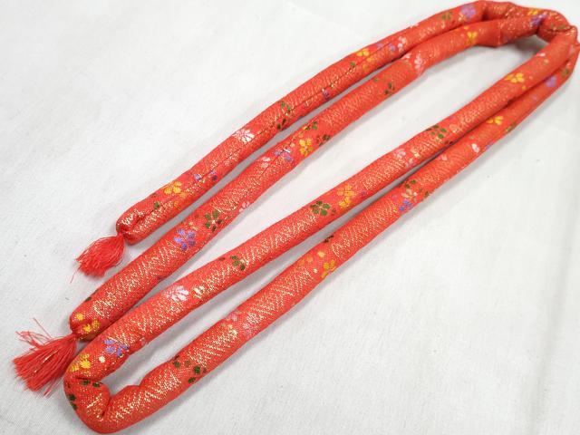 平和屋着物[]和装小物　女の子　子供　草履・バッグ・帯締め・小物セット　雲取り花文　金糸　箱付き　逸品　DABG3483ma