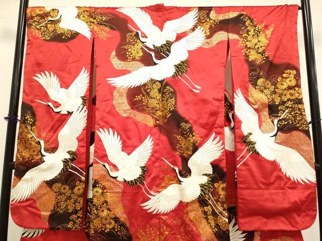 平和屋本店●色打掛　お引きずり　和装　婚礼　結婚式　花嫁　神社挙式　総刺繍　飛鶴花文　金彩　逸品　DABG3527du
