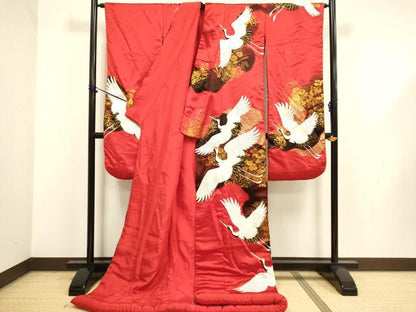 平和屋本店●色打掛　お引きずり　和装　婚礼　結婚式　花嫁　神社挙式　総刺繍　飛鶴花文　金彩　逸品　DABG3527du