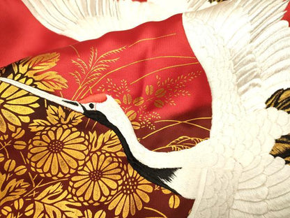 平和屋本店●色打掛　お引きずり　和装　婚礼　結婚式　花嫁　神社挙式　総刺繍　飛鶴花文　金彩　逸品　DABG3527du