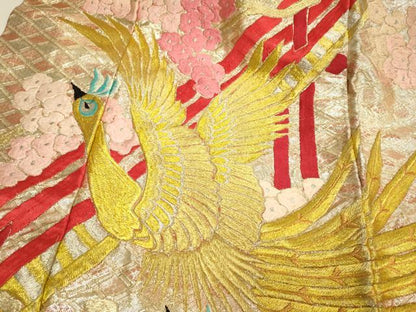 平和屋本店●色打掛　お引きずり　和装　婚礼　結婚式　花嫁　神社挙式　総刺繍　渡り橋尾長鳥花文　金銀糸　逸品　DABG3529du