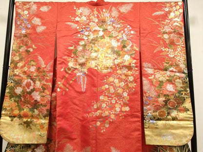 平和屋本店●色打掛　お引きずり　和装　婚礼　結婚式　花嫁　神社挙式　花車文　金銀彩　金通し地　逸品　DABG3548du
