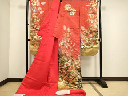 平和屋本店●色打掛　お引きずり　和装　婚礼　結婚式　花嫁　神社挙式　花車文　金銀彩　金通し地　逸品　DABG3548du