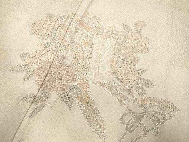 平和屋着物▼中国三大刺繍　スワトウ刺繍　汕頭刺繍　相良刺繍　総刺繍　訪問着　御所車花文　暈し染め　正絹　逸品　DABG3575du