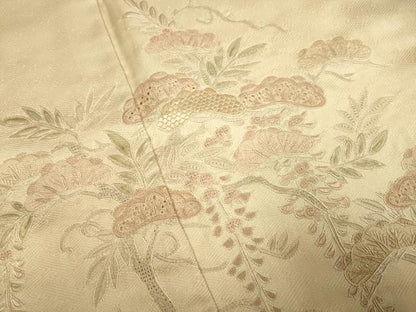 平和屋着物▼中国三大刺繍　スワトウ刺繍　汕頭刺繍　総刺繍　訪問着　藤松文　暈し染め　金彩　正絹　逸品　DABG3577du