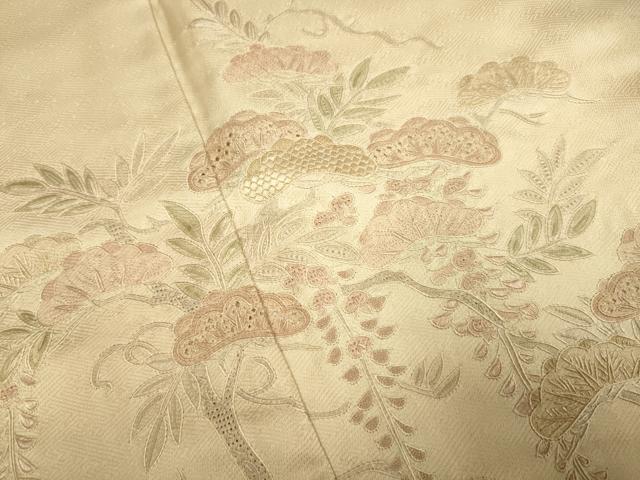平和屋着物▼中国三大刺繍　スワトウ刺繍　汕頭刺繍　総刺繍　訪問着　藤松文　暈し染め　金彩　正絹　逸品　DABG3577du