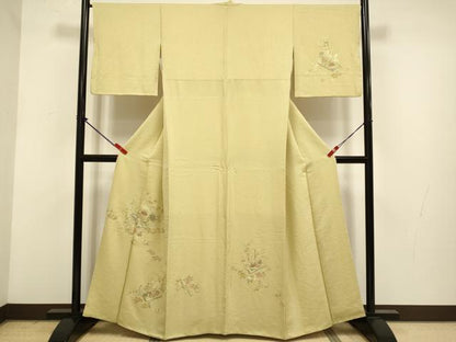 平和屋着物▼中国三大刺繍　スワトウ刺繍　汕頭刺繍　相良刺繍　総刺繍　訪問着　冊子花文　金糸　正絹　逸品　DABG3582du