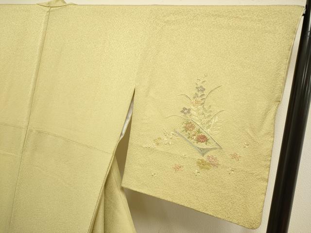 平和屋着物▼中国三大刺繍　スワトウ刺繍　汕頭刺繍　相良刺繍　総刺繍　訪問着　冊子花文　金糸　正絹　逸品　DABG3582du