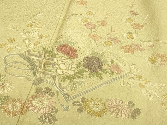 平和屋着物▼中国三大刺繍　スワトウ刺繍　汕頭刺繍　相良刺繍　総刺繍　訪問着　冊子花文　金糸　正絹　逸品　DABG3582du