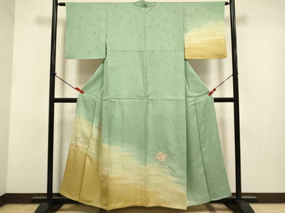 平和屋着物▼中国三大刺繍　スワトウ刺繍　汕頭刺繍　総刺繍　訪問着　雪輪花文　暈し染め　正絹　逸品　DABG3588du