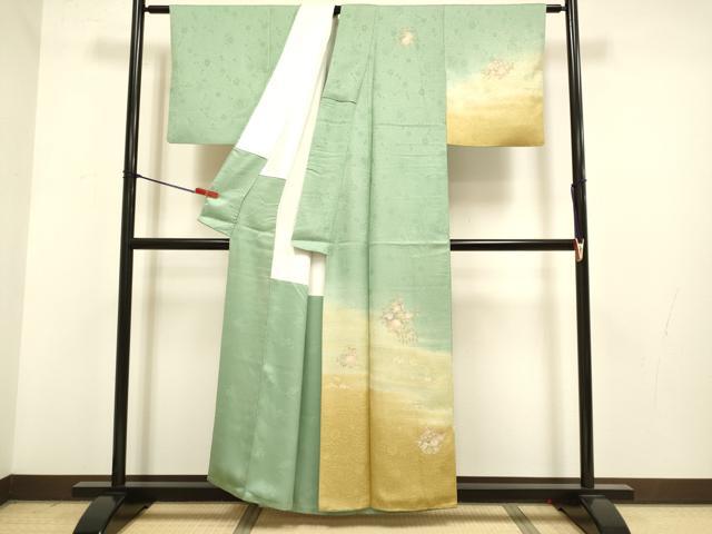 平和屋着物▼中国三大刺繍　スワトウ刺繍　汕頭刺繍　総刺繍　訪問着　雪輪花文　暈し染め　正絹　逸品　DABG3588du