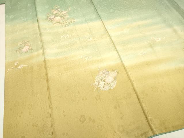 平和屋着物▼中国三大刺繍　スワトウ刺繍　汕頭刺繍　総刺繍　訪問着　雪輪花文　暈し染め　正絹　逸品　DABG3588du