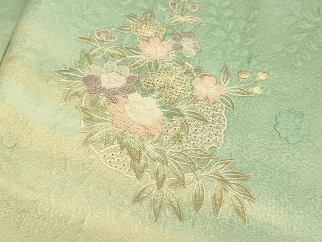 平和屋着物▼中国三大刺繍　スワトウ刺繍　汕頭刺繍　総刺繍　訪問着　雪輪花文　暈し染め　正絹　逸品　DABG3588du