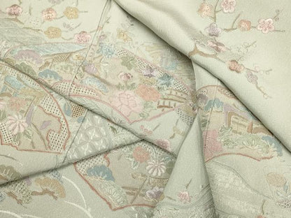 平和屋着物▼中国三大刺繍　スワトウ刺繍　汕頭刺繍　総刺繍　訪問着　地紙吉祥花文　正絹　逸品　DABG3591du