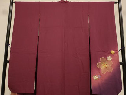 平和屋着物▼豪華振袖　駒刺繍　総刺繍　舞桜文　暈し染め　金糸　正絹　逸品　DABG3592du