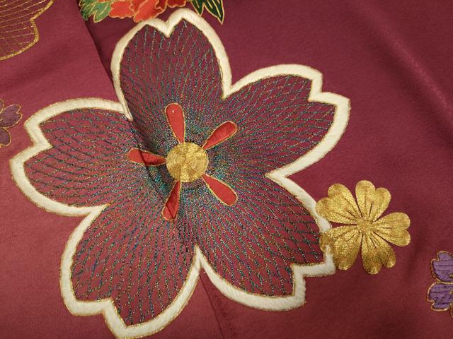 平和屋着物▼豪華振袖　駒刺繍　総刺繍　舞桜文　暈し染め　金糸　正絹　逸品　DABG3592du