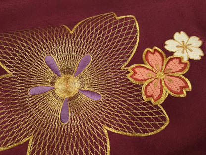 平和屋着物▼豪華振袖　駒刺繍　総刺繍　舞桜文　暈し染め　金糸　正絹　逸品　DABG3592du