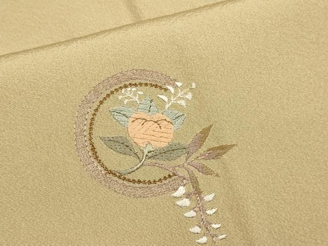 平和屋着物▼訪問着　総刺繍　草花文　正絹　逸品　DABG3593du
