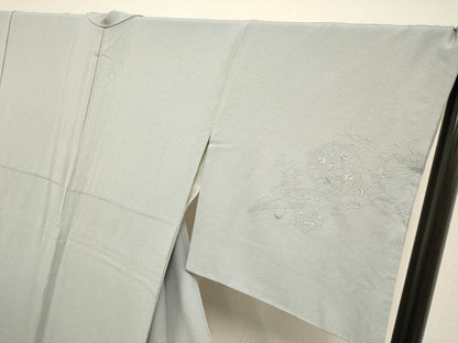 平和屋着物▼無地絵羽訪問着　向かい鳥正倉院花文　銀鼠色　正絹　逸品　DABG3595du