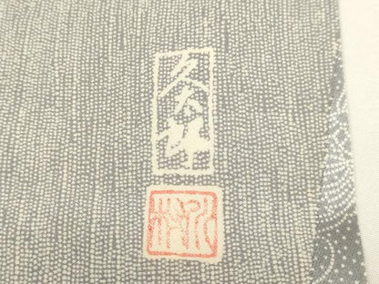 平和屋着物▼二代目 川村久太郎　小紋　鳳凰松間道　正絹　逸品　DABG3597du