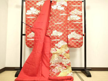 平和屋本店●色打掛　お引きずり　和装　婚礼　結婚式　花嫁　神社挙式　総刺繍　尾長鳥花文　金銀糸　逸品　DABG3600du