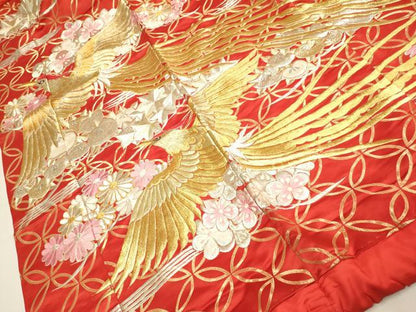 平和屋本店●色打掛　お引きずり　和装　婚礼　結婚式　花嫁　神社挙式　総刺繍　尾長鳥花文　金銀糸　逸品　DABG3600du