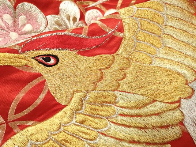 平和屋本店●色打掛　お引きずり　和装　婚礼　結婚式　花嫁　神社挙式　総刺繍　尾長鳥花文　金銀糸　逸品　DABG3600du