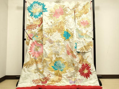 平和屋本店●色打掛　お引きずり　和装　婚礼　結婚式　花嫁　神社挙式　総刺繍　飛鶴花文　金銀糸　逸品　DABG3603du