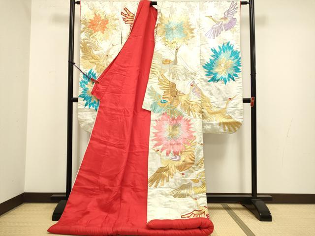 平和屋本店●色打掛　お引きずり　和装　婚礼　結婚式　花嫁　神社挙式　総刺繍　飛鶴花文　金銀糸　逸品　DABG3603du