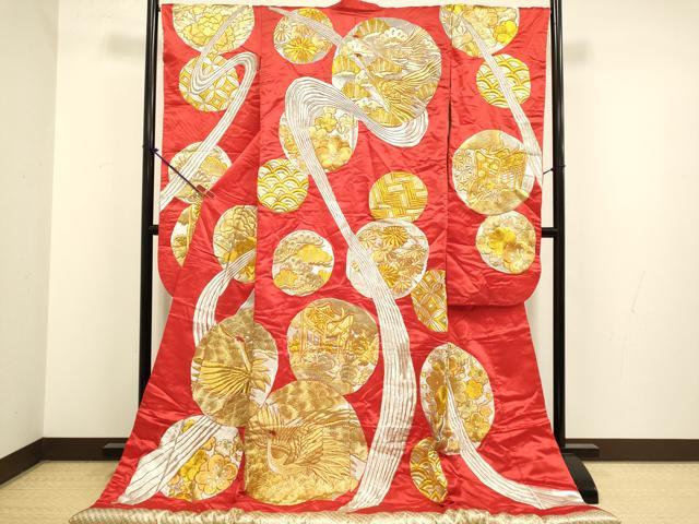 平和屋本店●色打掛　お引きずり　和装　婚礼　結婚式　花嫁　神社挙式　総刺繍　飛鶴御所車吉祥花文　金銀糸　逸品　DABG3607du