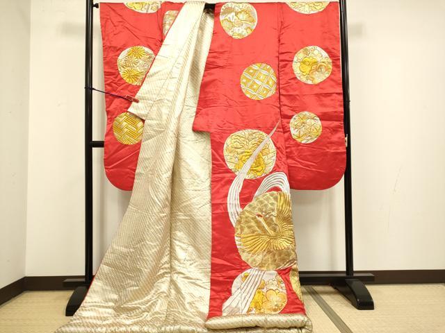 平和屋本店●色打掛　お引きずり　和装　婚礼　結婚式　花嫁　神社挙式　総刺繍　飛鶴御所車吉祥花文　金銀糸　逸品　DABG3607du