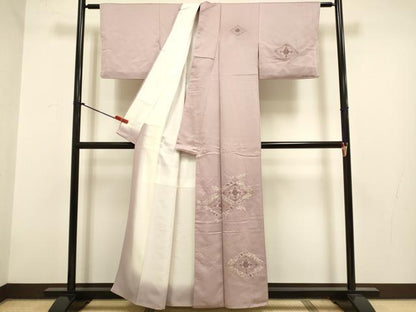 平和屋着物▼中国三大刺繍　相良刺繍　総刺繍　訪問着　花菱文　正絹　逸品　DABG3613du