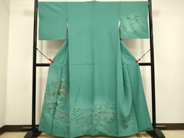 平和屋着物▼中国三大刺繍　スワトウ刺繍　汕頭刺繍　総刺繍　訪問着　大名行列　暈し染め　金糸　正絹　逸品　DABG3618du