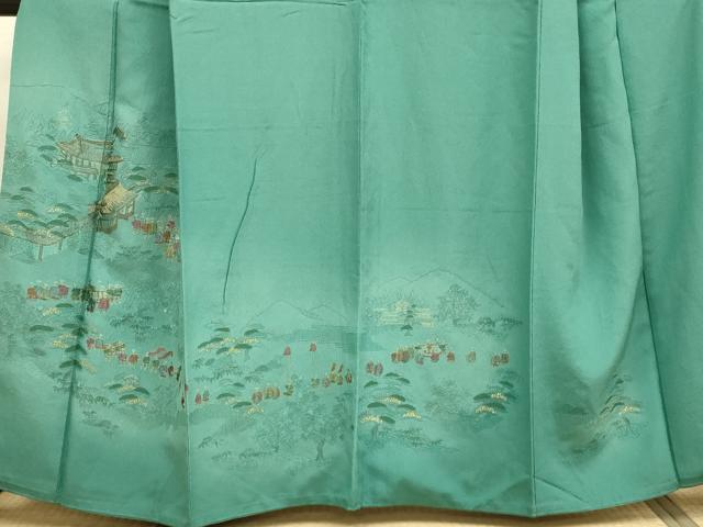 平和屋着物▼中国三大刺繍　スワトウ刺繍　汕頭刺繍　総刺繍　訪問着　大名行列　暈し染め　金糸　正絹　逸品　DABG3618du