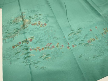 平和屋着物▼中国三大刺繍　スワトウ刺繍　汕頭刺繍　総刺繍　訪問着　大名行列　暈し染め　金糸　正絹　逸品　DABG3618du
