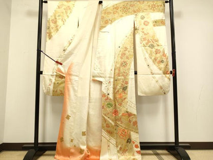 平和屋着物▼豪華振袖　駒刺繍　花鳥文　金彩　正絹　逸品　DABG3619du
