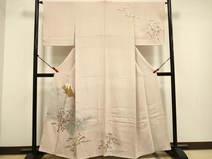 平和屋着物▼訪問着　総刺繍　富士山　松　金糸　正絹　逸品　DABG3626du