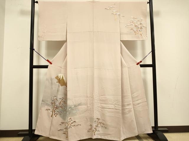 平和屋着物▼訪問着　総刺繍　富士山　松　金糸　正絹　逸品　DABG3626du