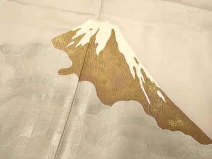 平和屋着物▼訪問着　総刺繍　富士山　松　金糸　正絹　逸品　DABG3626du