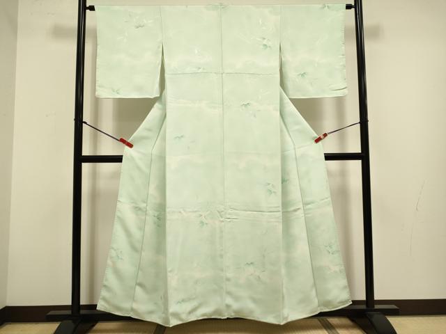 平和屋着物●上質な小紋　流水枝葉文　地紋起こし　正絹　逸品　DABG3628du