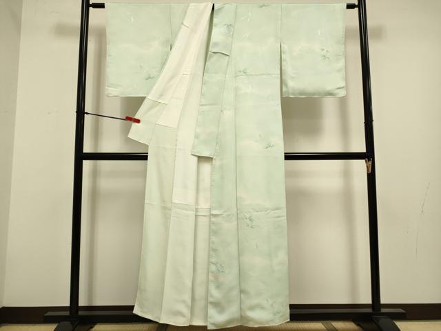 平和屋着物●上質な小紋　流水枝葉文　地紋起こし　正絹　逸品　DABG3628du