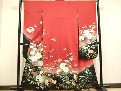 平和屋着物▼豪華振袖　立波鴛鴦花文　暈し染め　金銀彩　金通し地　正絹　逸品　DABG3632du