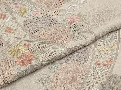 平和屋着物▼中国三大刺繍　スワトウ刺繍　汕頭刺繍　相良刺繍　総刺繍　訪問着　短冊吉祥花文　正絹　逸品　DABG3635du