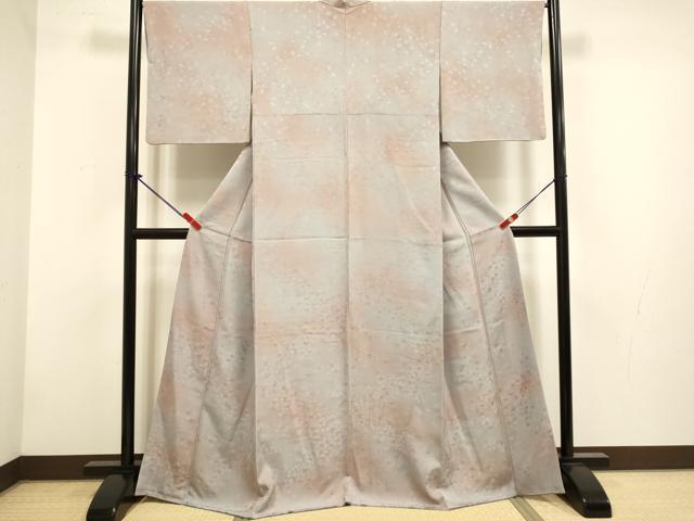 平和屋着物●上質な小紋　舞花文　暈し染め　地紋起こし　正絹　逸品　DABG3636du