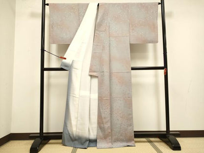 平和屋着物●上質な小紋　舞花文　暈し染め　地紋起こし　正絹　逸品　DABG3636du