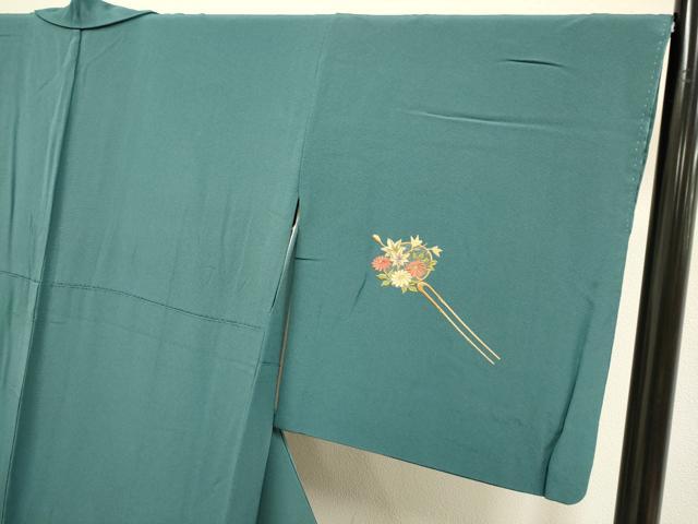 平和屋着物▼訪問着　総刺繍　簪花蝶文　金糸　正絹　逸品　DABG3653du