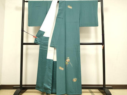 平和屋着物▼訪問着　総刺繍　簪花蝶文　金糸　正絹　逸品　DABG3653du