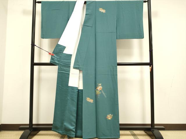 平和屋着物▼訪問着　総刺繍　簪花蝶文　金糸　正絹　逸品　DABG3653du