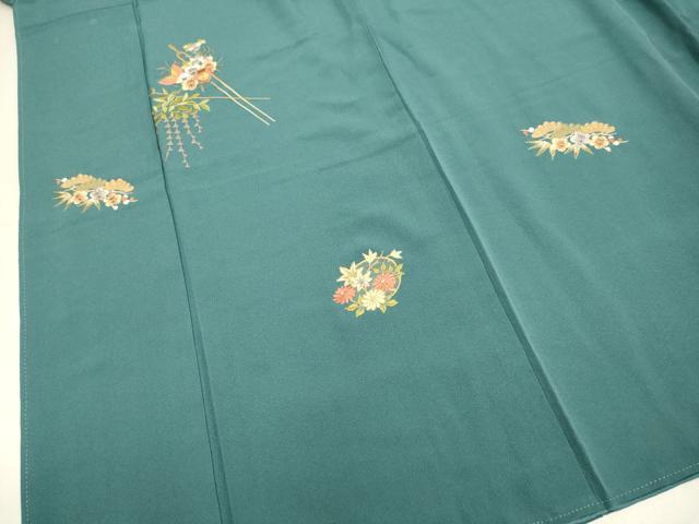 平和屋着物▼訪問着　総刺繍　簪花蝶文　金糸　正絹　逸品　DABG3653du