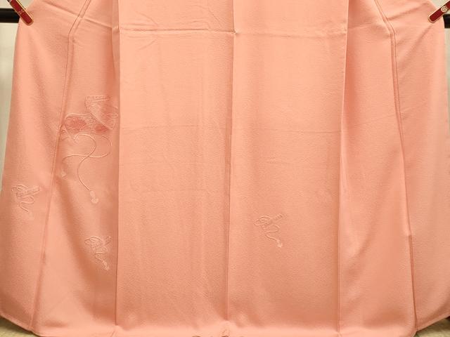 平和屋着物▼無地絵羽訪問着　総刺繍　絵巻花文　曙色　正絹　逸品　DABG3656du